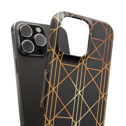 Golden Geometric Elegance iPhone 16 - Slim Phone Case