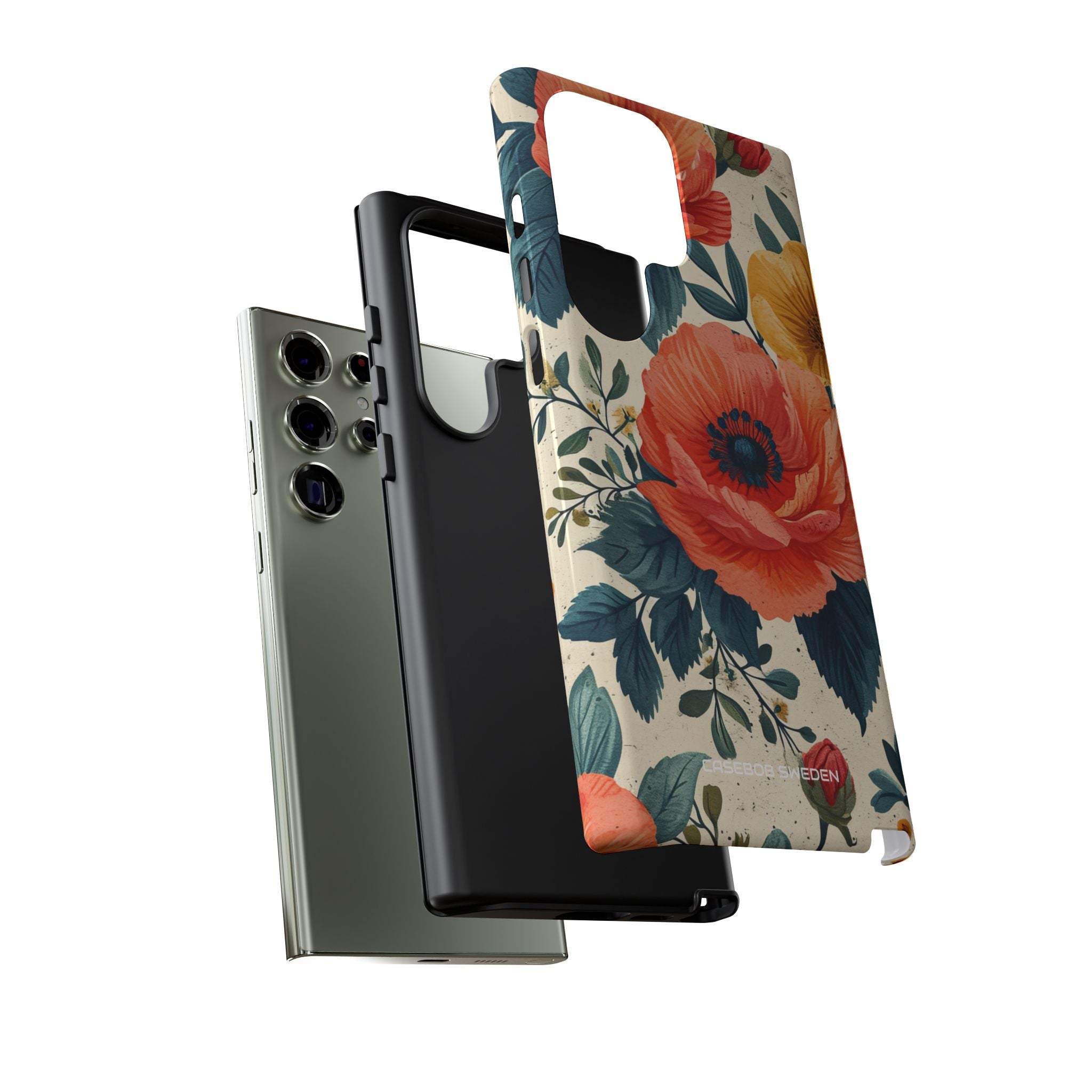 Vibrant Botanical Poppies - Tough Samsung S23 Phone Case