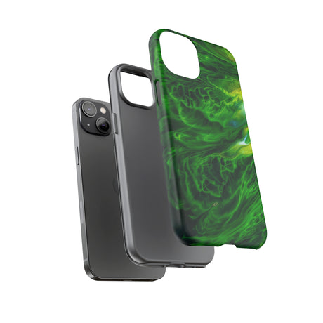 Neon Green Wave Ink Art iPhone Case (Protective) Phone Case