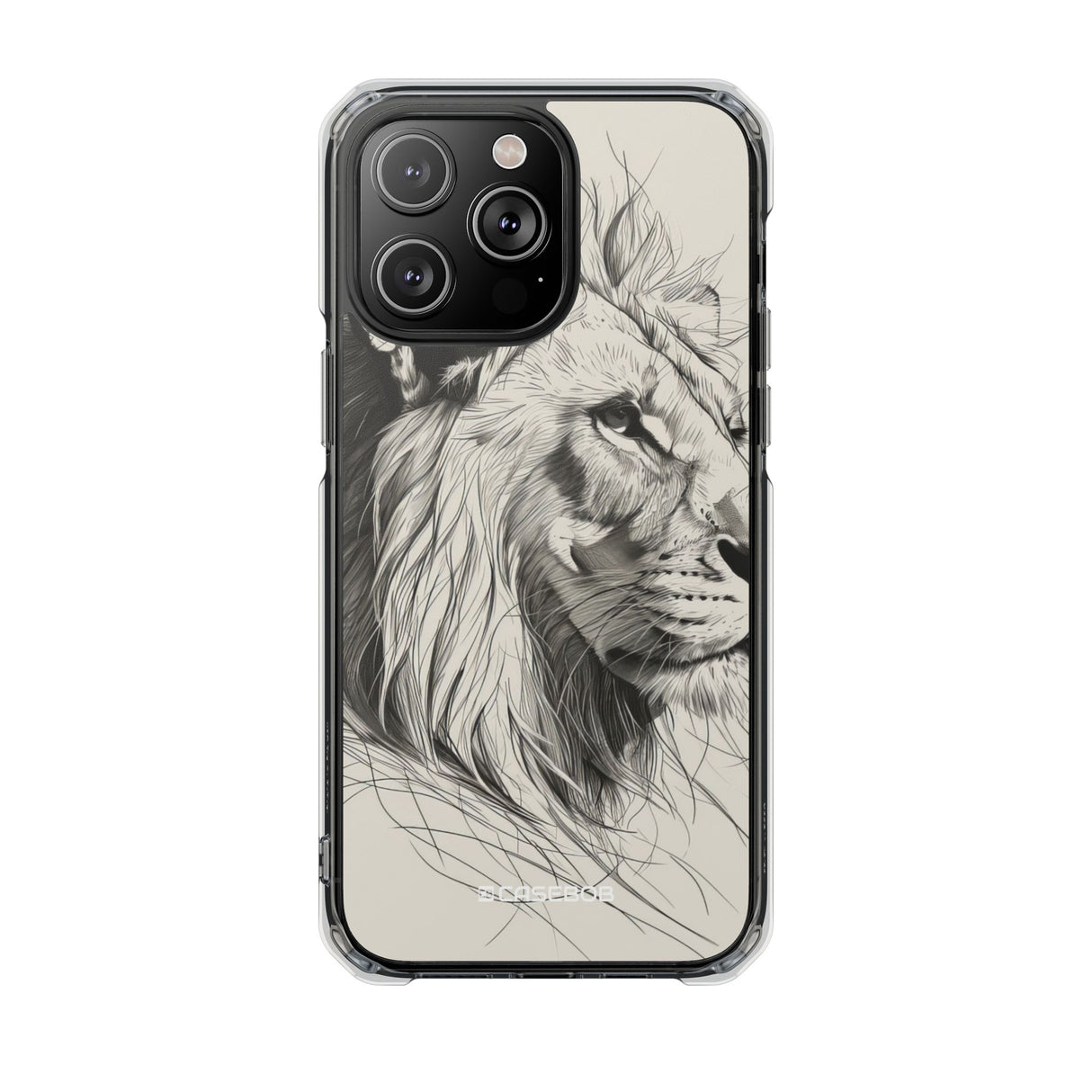 Majestic Linework Lion - Phone Case for iPhone (Clear Impact - Magnetic)