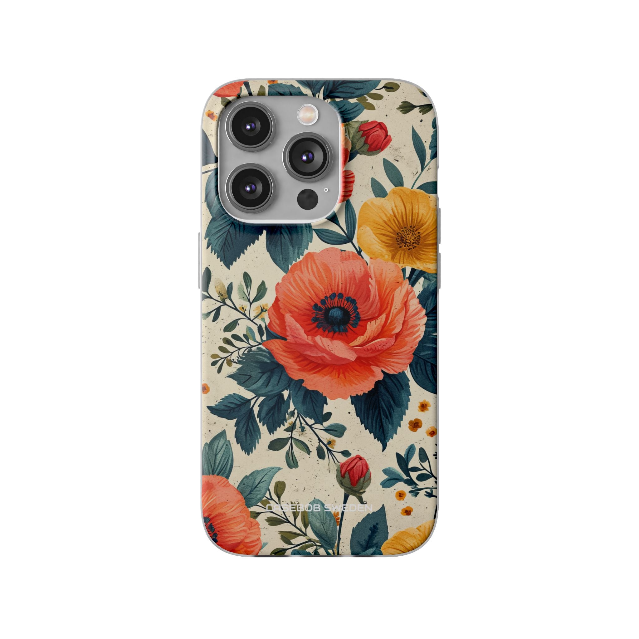 Vibrant Botanical Poppies - Flexi iPhone 14 Phone Case