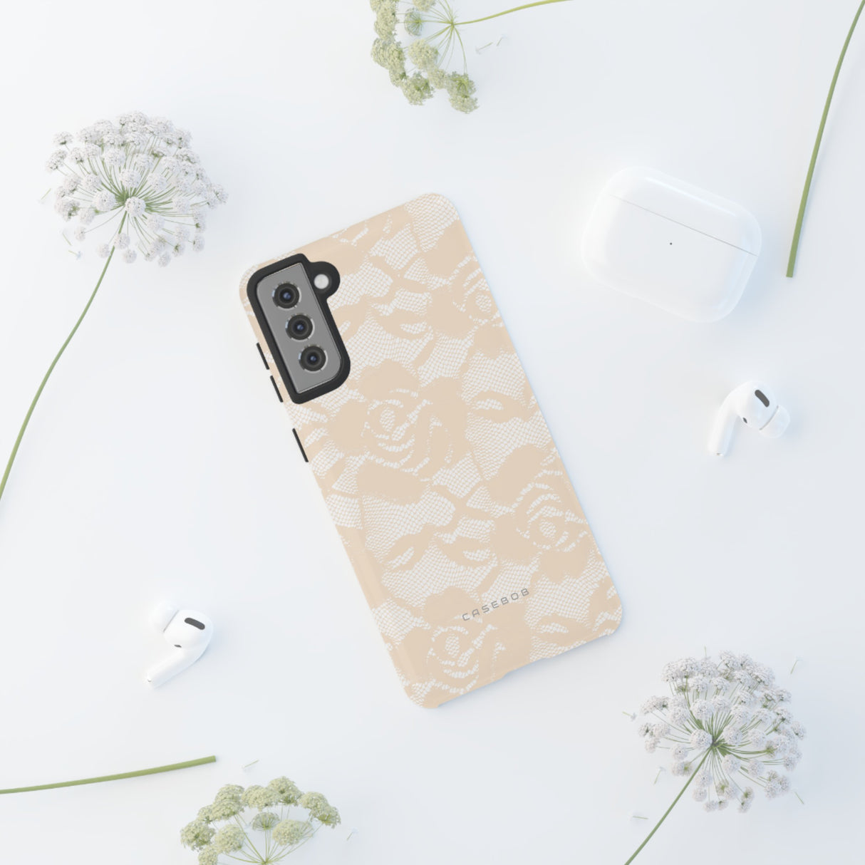 Ivory Lace Gothic Flower Phone Case - Protective Phone Case