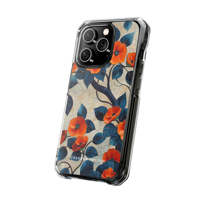 Orange Blossoms Mosaic Harmony iPhone 14 - Clear Impact Phone Case