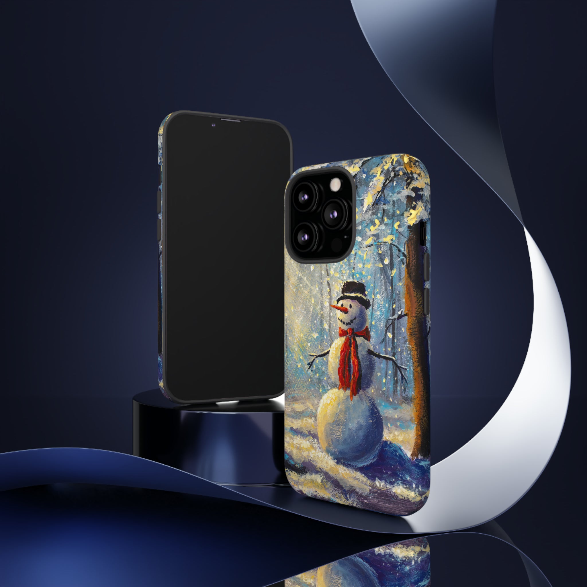 Oil painting - Happy Snowman - Protective Phone Case