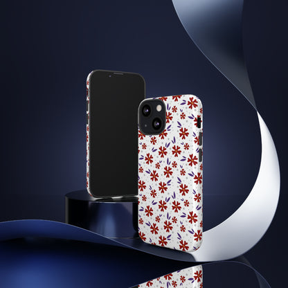 Red Flower Pattern - Protective Phone Case