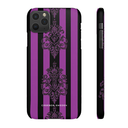 Gothic Elegance with Vertical Stripes and Ornamental Motifs iPhone 11 - Slim Phone Case