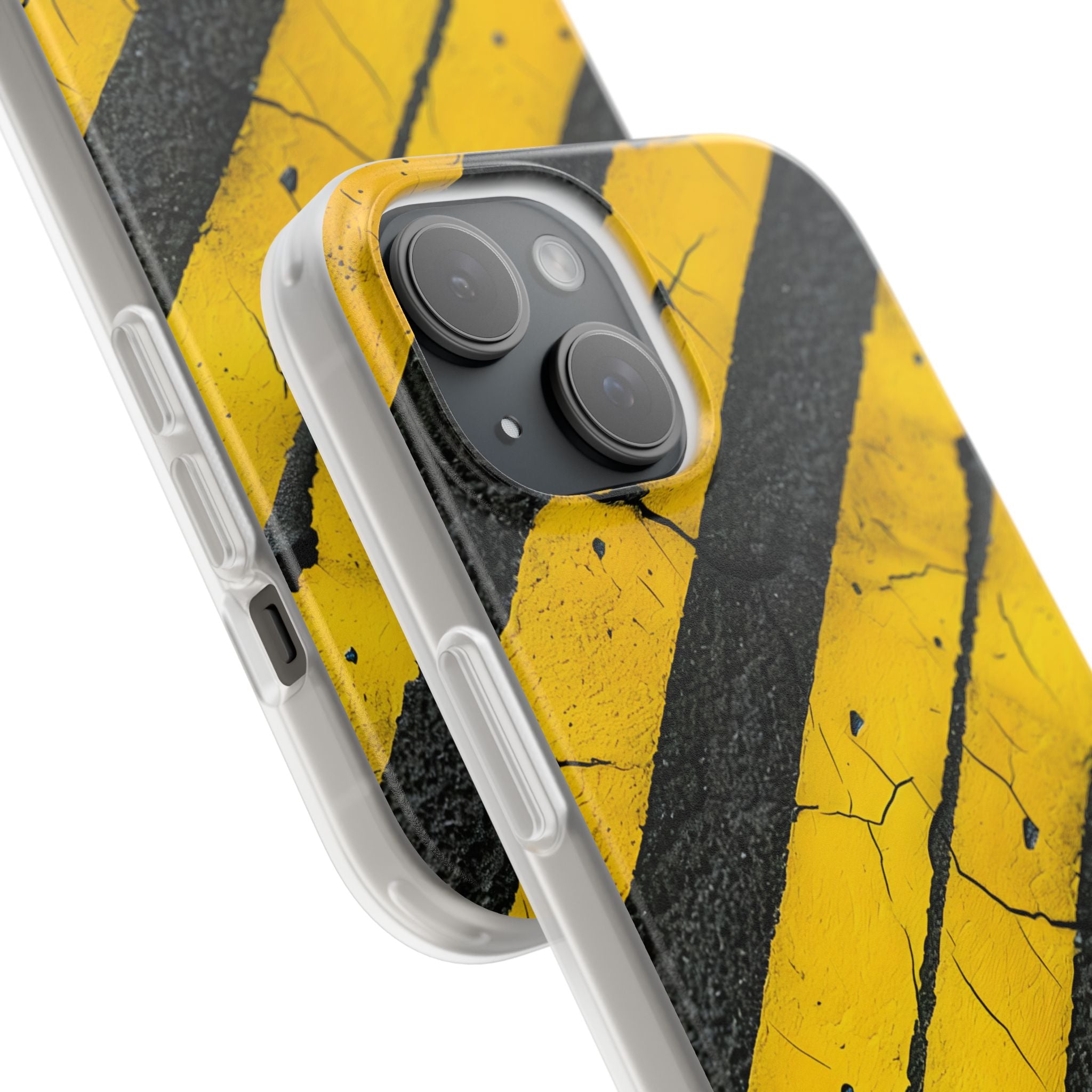 Yellow Stripe Distress iPhone 15 Case - Soft