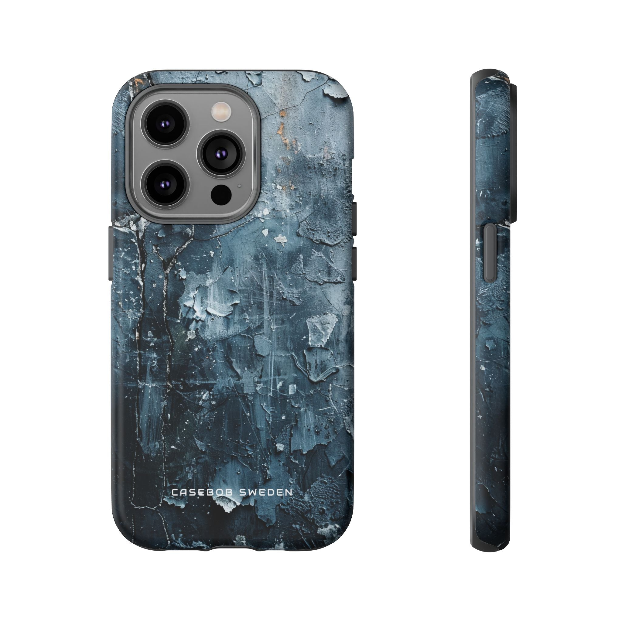 Weathered Blue Tapestry with Cracked Layers iPhone 14 - Tough Phone Case