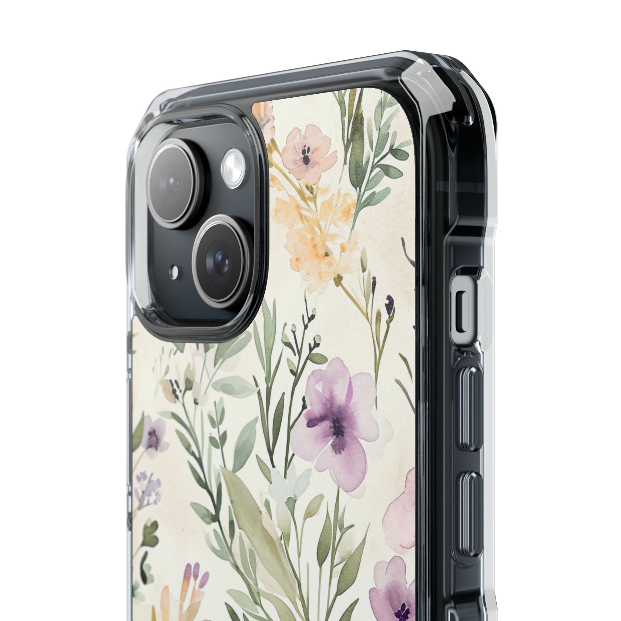 Soft Green Lavender Floral Pattern - Clear Impact iPhone 15 Phone Case