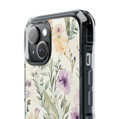 Soft Green Lavender Floral Pattern - Clear Impact iPhone 15 Phone Case