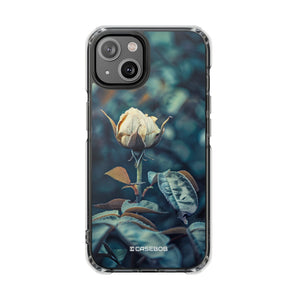 Teal Rosebud Serenade – Handyhülle für iPhone (Clear Impact – Magnetisch)