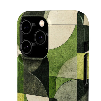 Green Geometric Harmony - Slim iPhone 14 Phone Case