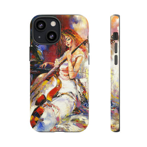 Oil panting - Girl playing Violoncello - Protective Phone Case