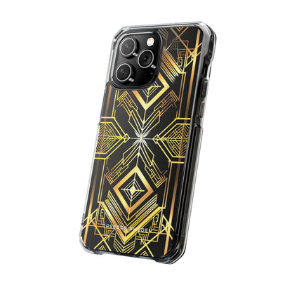 Golden Geometric Opulence iPhone 14 - Clear Impact Phone Case