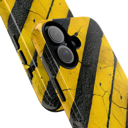 Yellow Stripe Distress iPhone 16 Plus Case - Tough