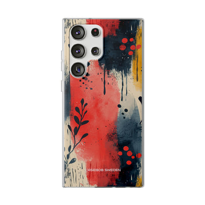 Red Blue Abstract Florals - Flexi Samsung S23 Phone Case