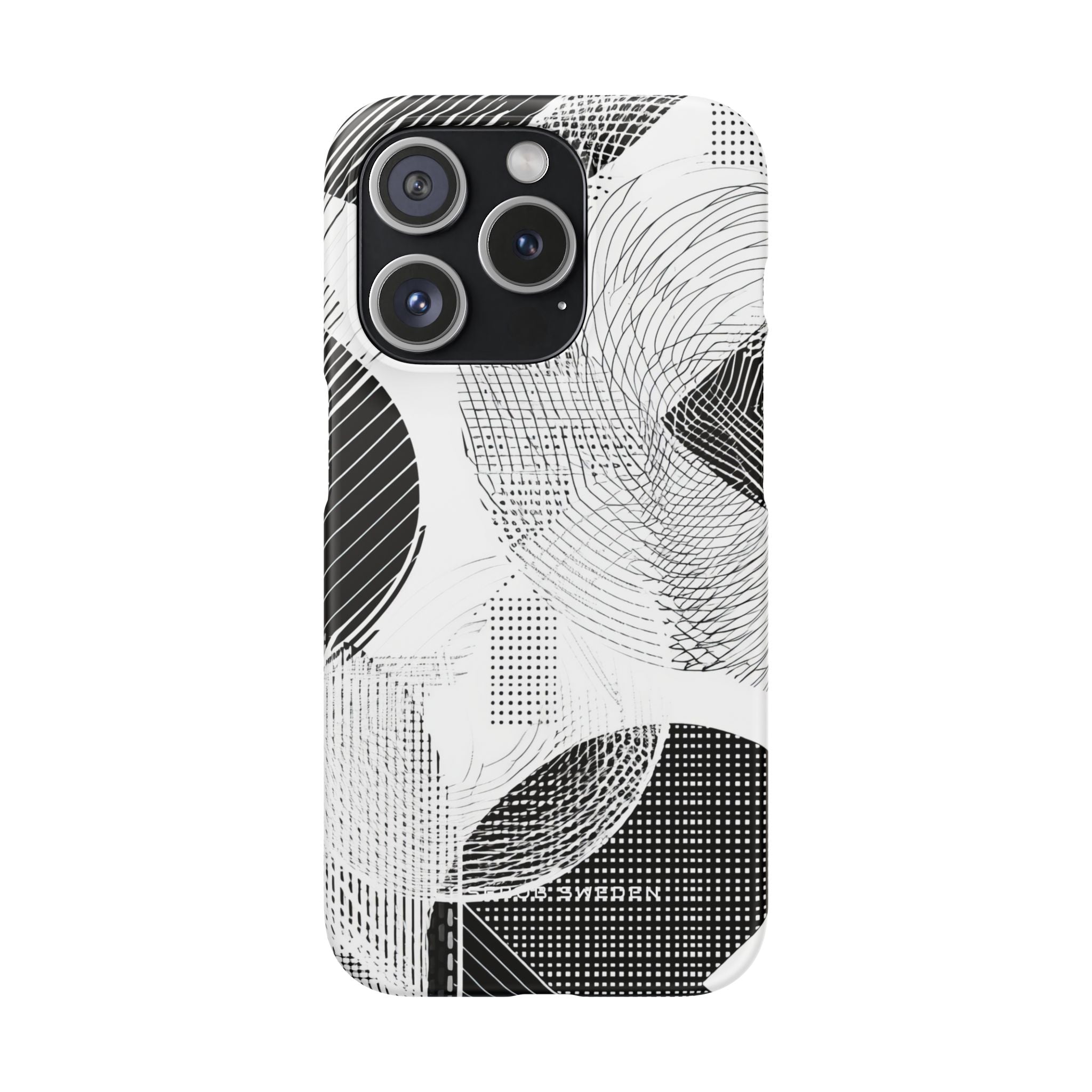 Geometric Monochrome Flow iPhone 15 - Slim Phone Case