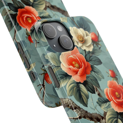 Vintage Floral Romance iPhone 15 - Schlanke Handyhülle