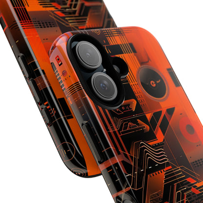 Orange Circuit Dreams iPhone 16 - Tough