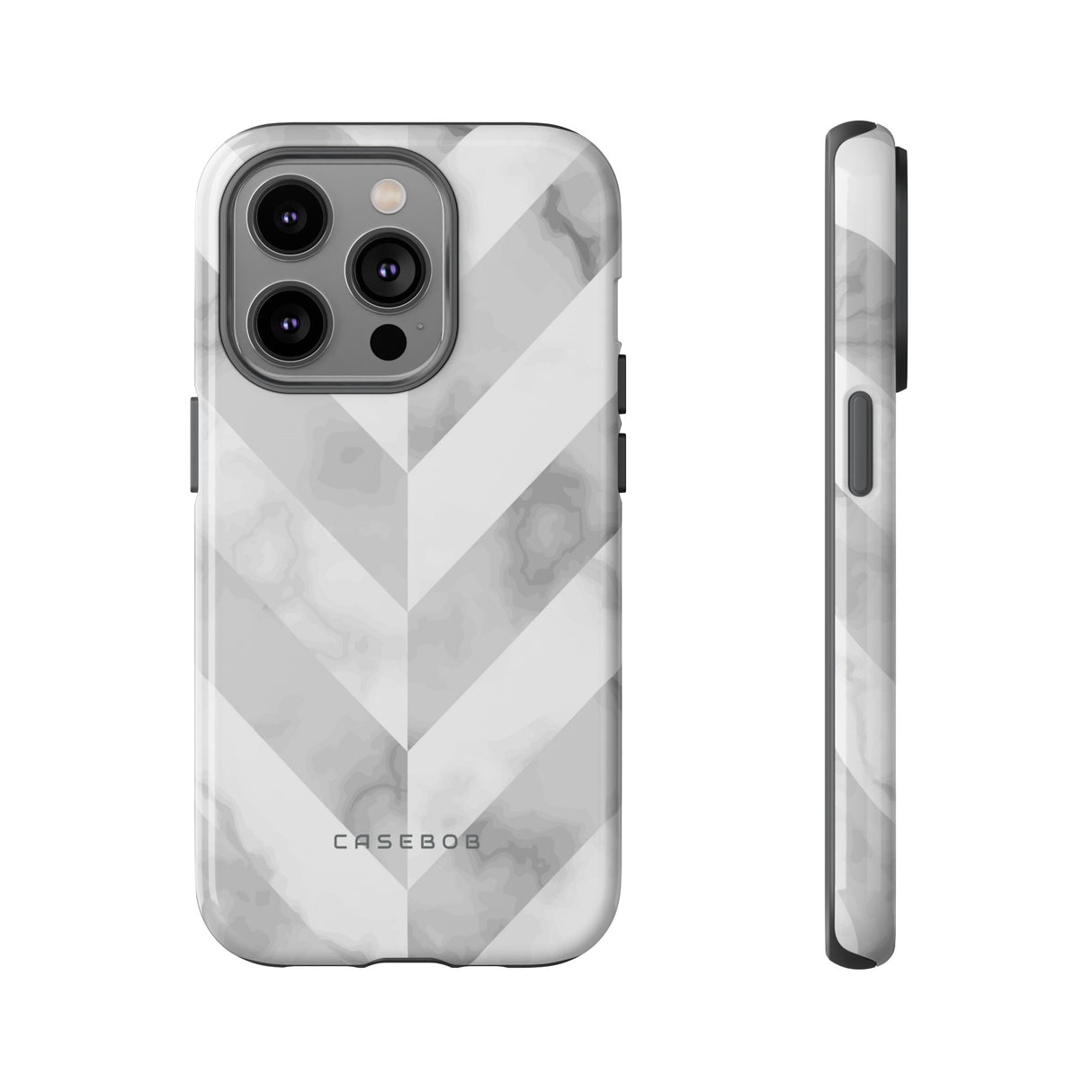 White Herringbone - Protective Phone Case