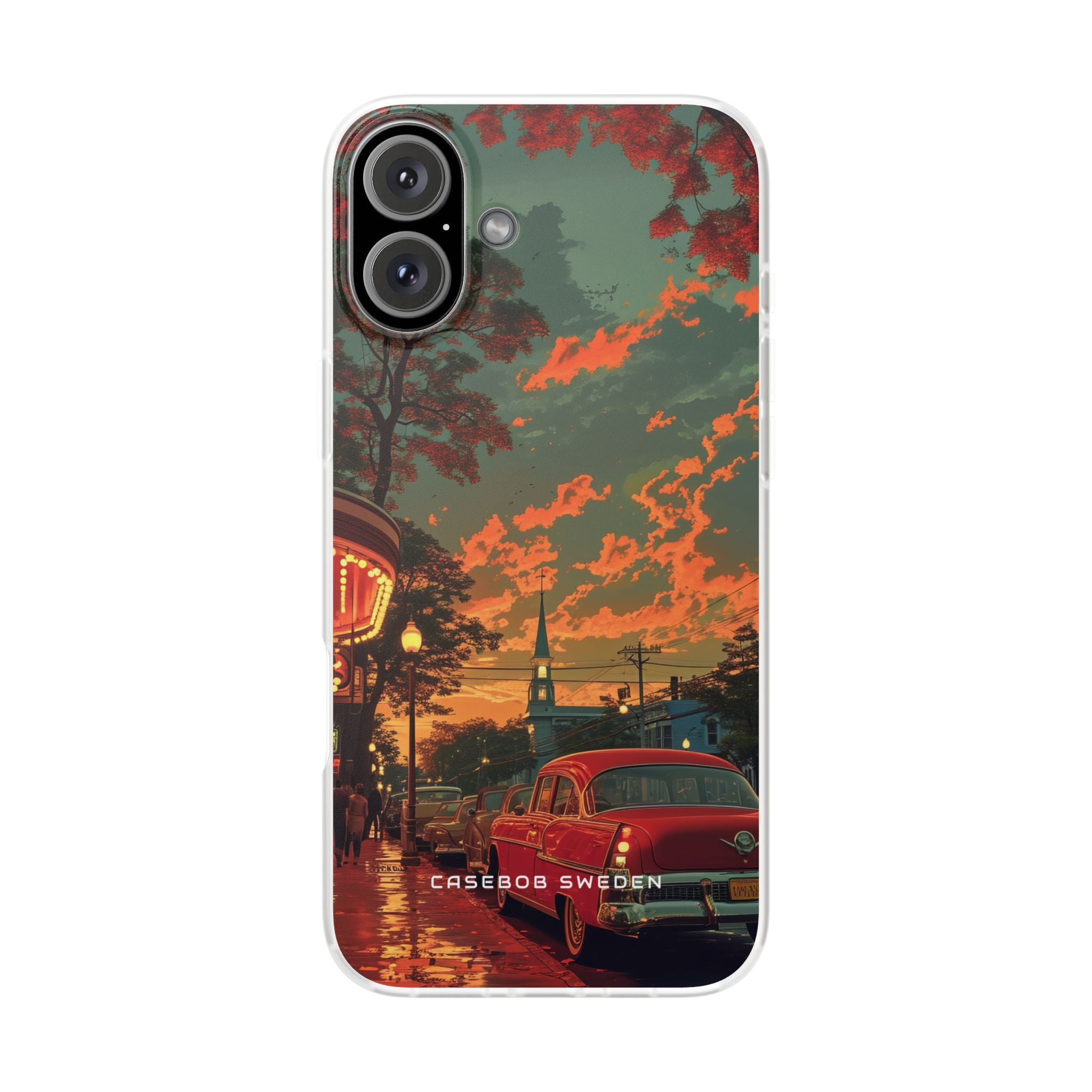 Mid-Century Nostalgia Streetscape iPhone 16 - Flexi Phone Case