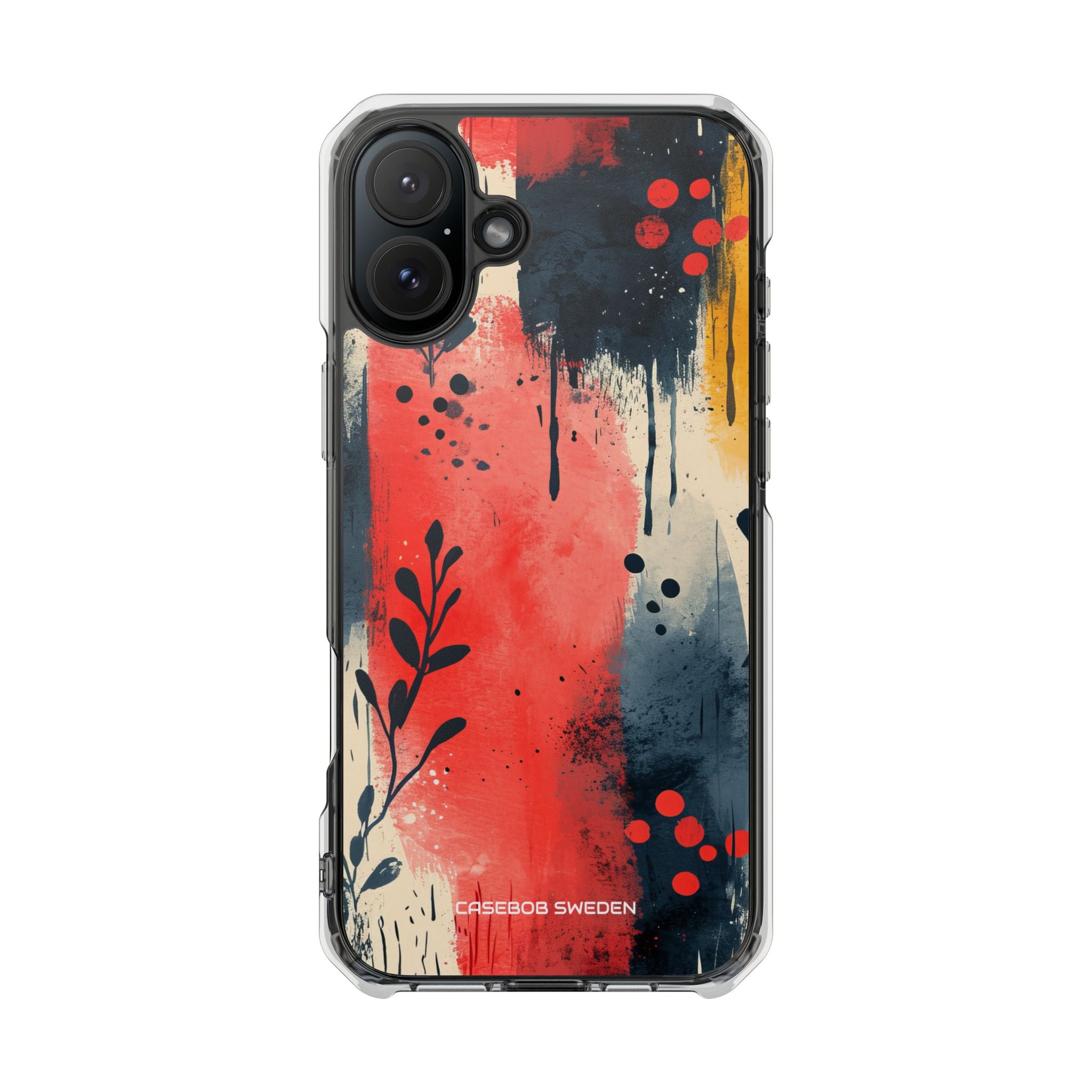 Red Blue Abstract Florals - Clear Impact iPhone 16 Phone Case