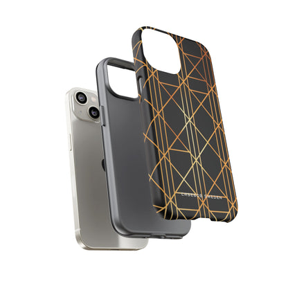 Golden Geometric Elegance iPhone 14 - Tough Phone Case