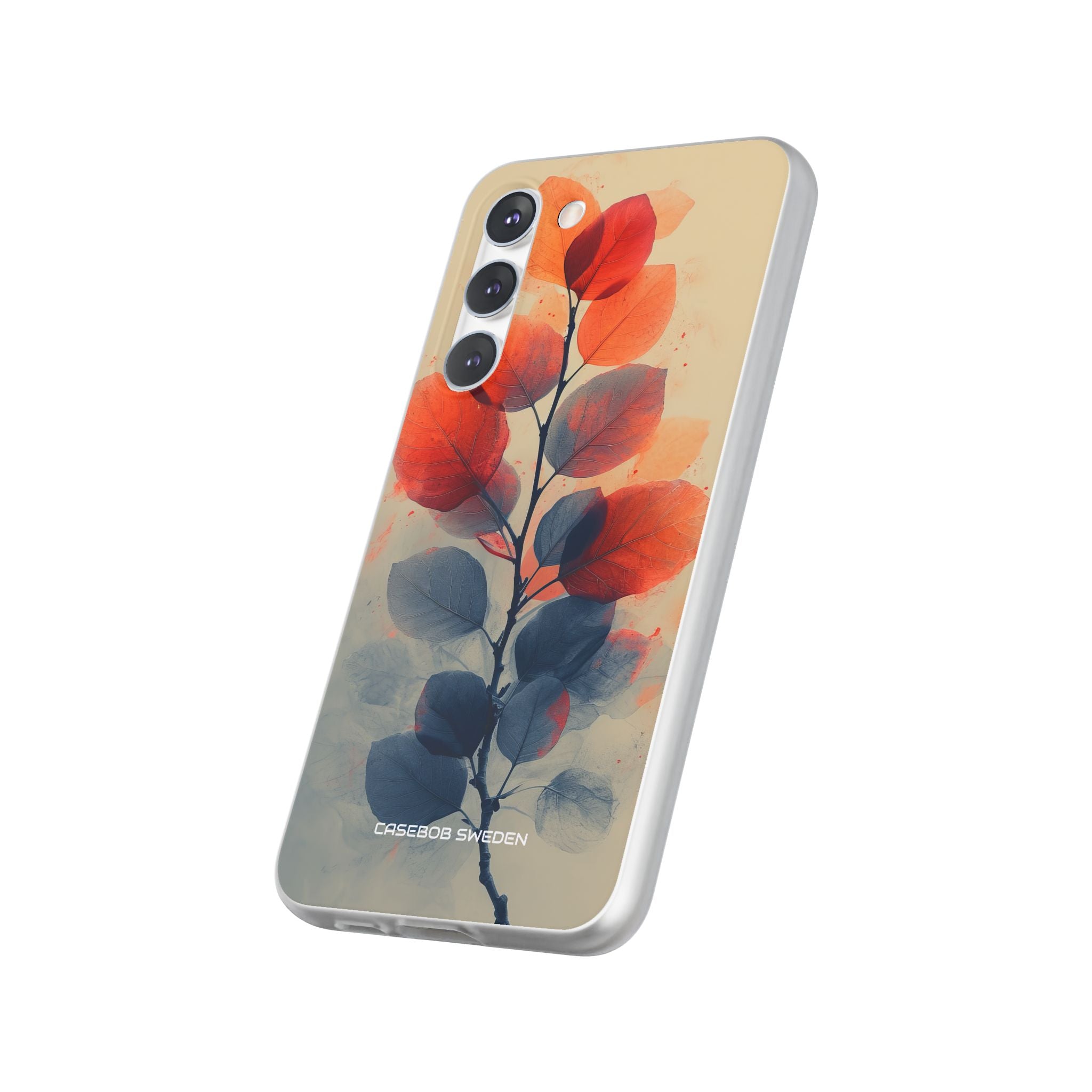 Orange Gray Leaves - Flexi Samsung S23 Phone Case