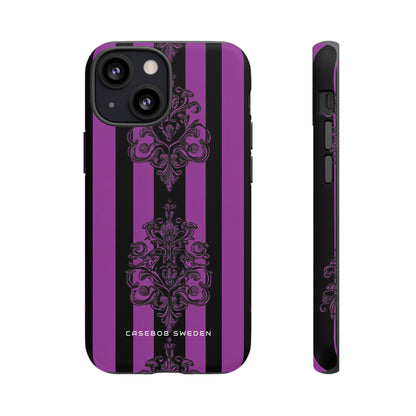 Gothic Elegance with Vertical Stripes and Ornamental Motifs iPhone 13 - Tough Phone Case