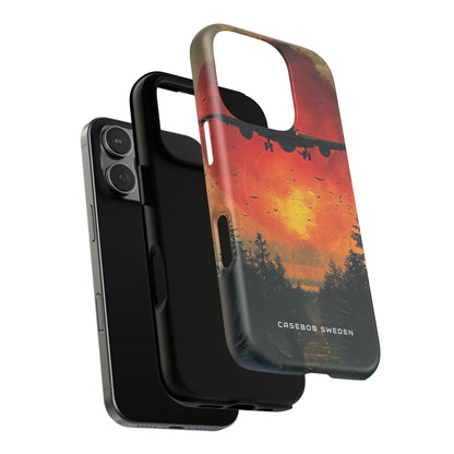 Vintage Sunset Airplane Silhouette iPhone 16 | Tough+ Phone Case