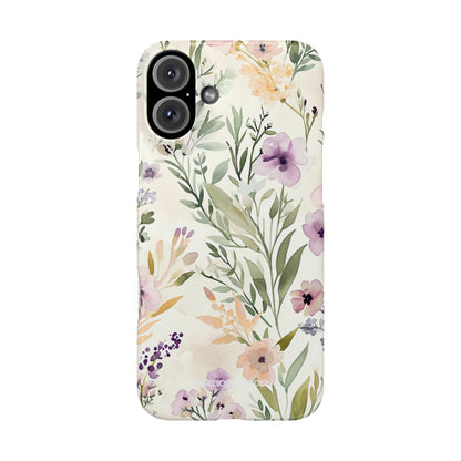 Soft Green Lavender Floral Pattern - Slim iPhone 16 Phone Case