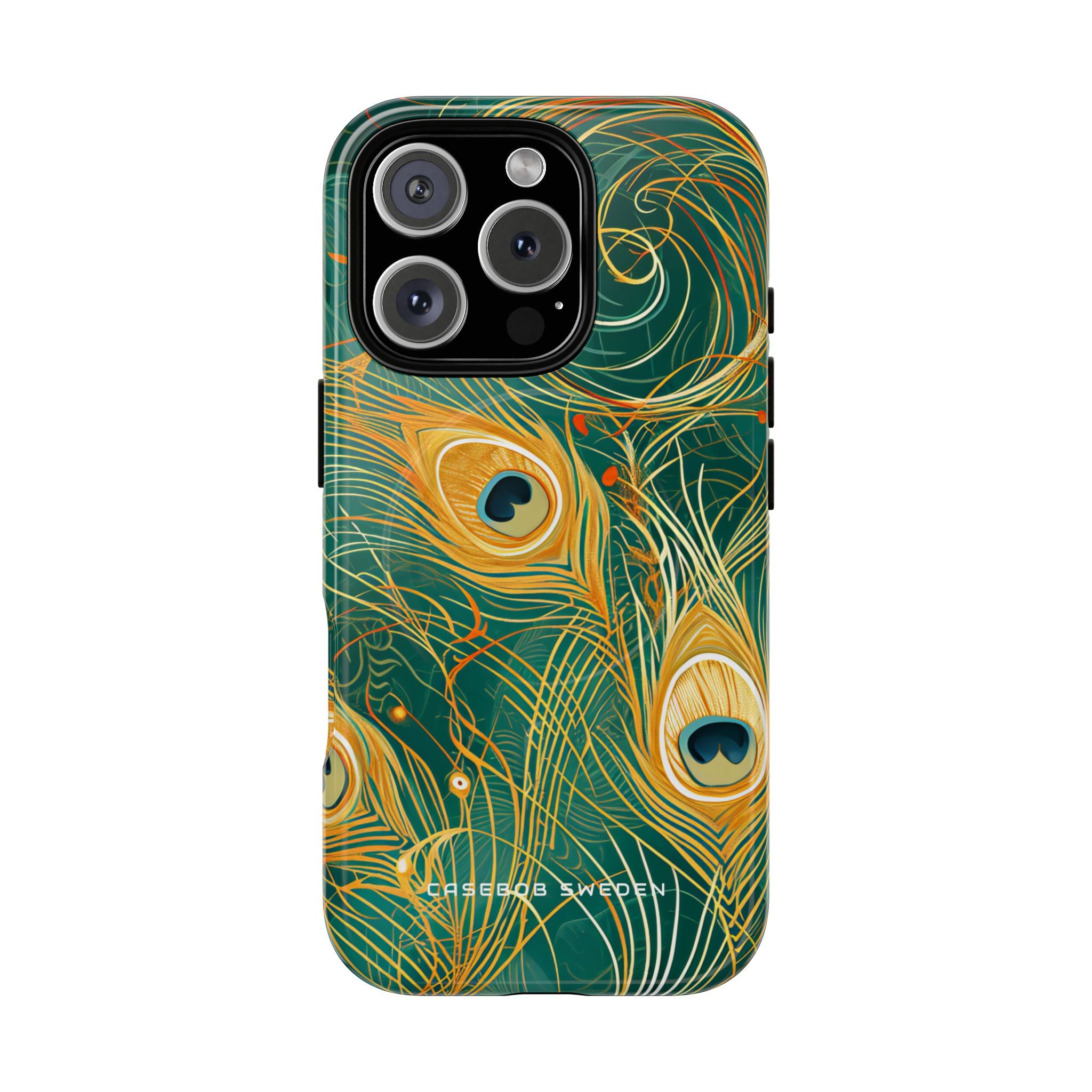 Peacock Elegance in Teal and Gold iPhone 16  Tough+ Phone Case