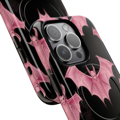 Gothic Pink Bats Aflame iPhone 15 | Tough+ Phone Case