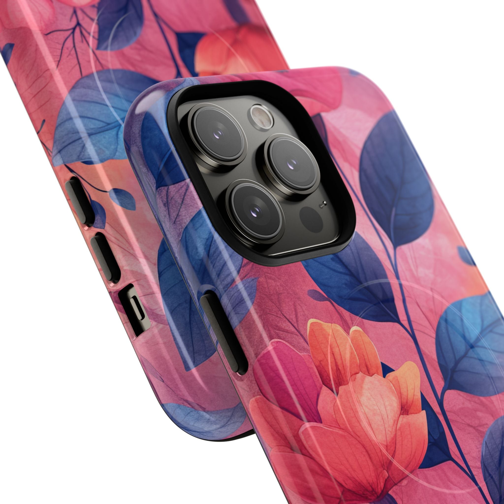 Pink Blue Floral - Tough + MagSafe® iPhone 14 Phone Case