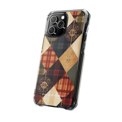 Rustic Geometric Patchwork Harmony iPhone 14 - Clear Impact Phone Case