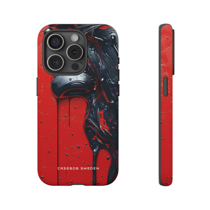 Textured Crimson Bloom iPhone 15 - Tough Phone Case