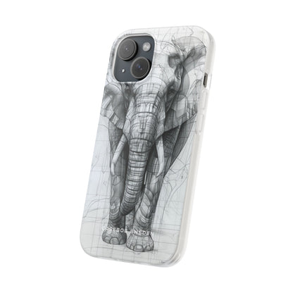 Elephant Line Geometry iPhone 15 - Flexi Phone Case