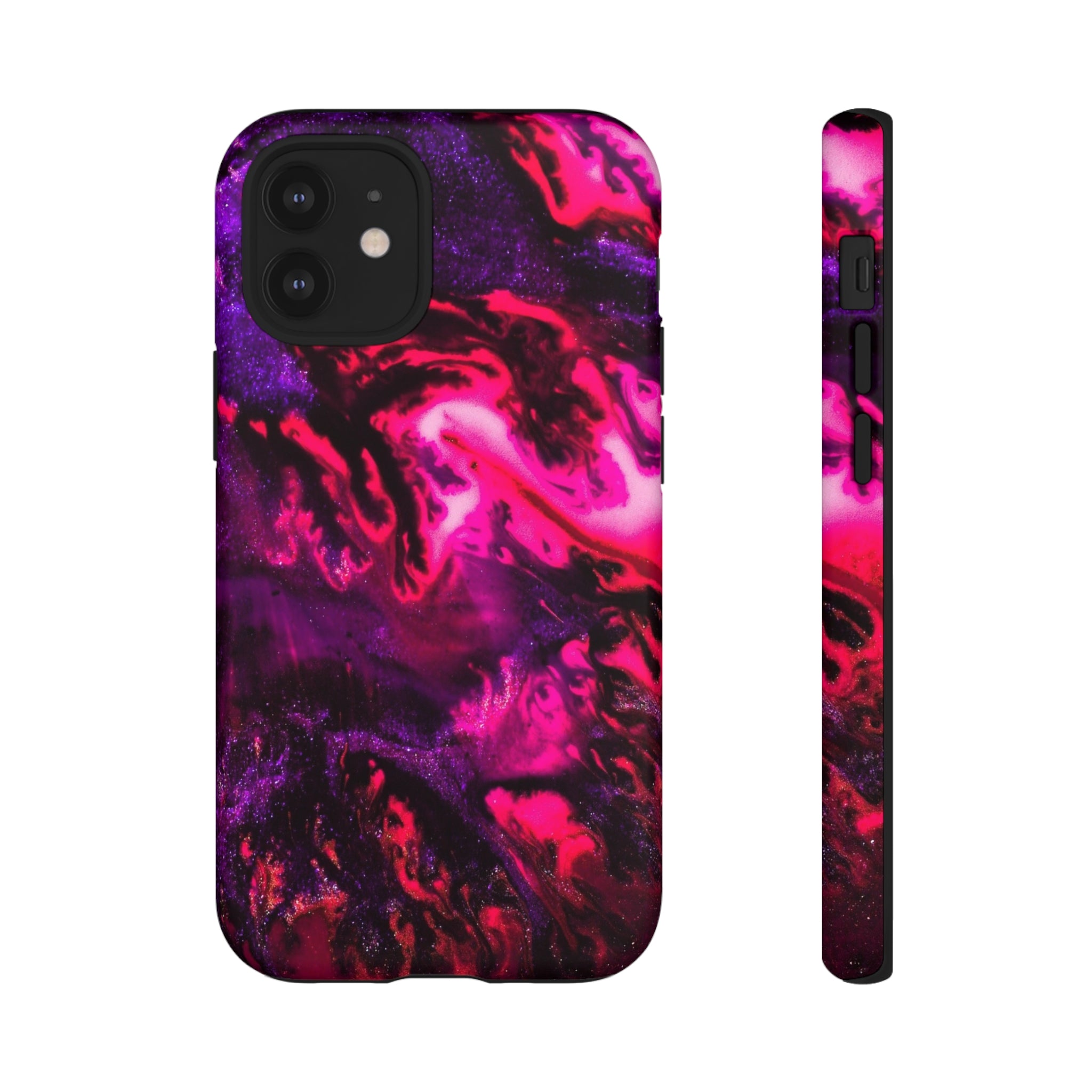 Deep Pink Galaxy Ink Art iPhone Case (Protective) iPhone 12 Mini Matte Phone Case