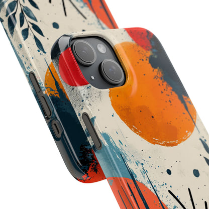 Orange Blue Splash - Slim iPhone 15 Phone Case