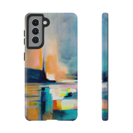 Abstract Blue n Yellow iPhone Case (Protective) Samsung Galaxy S21 Glossy Phone Case