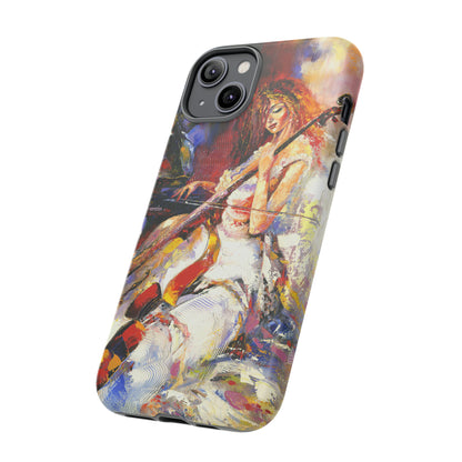 Oil panting - Girl playing Violoncello - Protective Phone Case