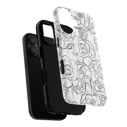 Intricate Rose Sketches - iPhone Case