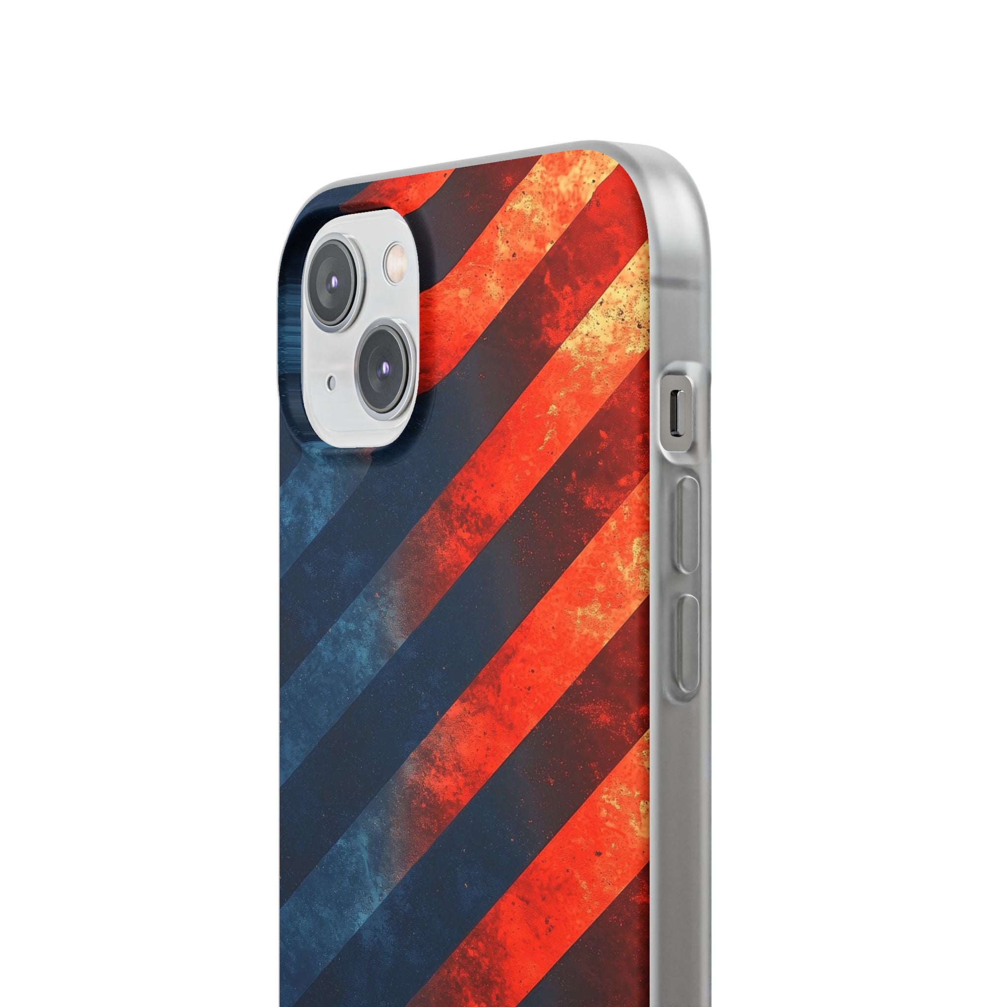 Diagonal Stripes Blaze iPhone 14 Plus Case - Soft