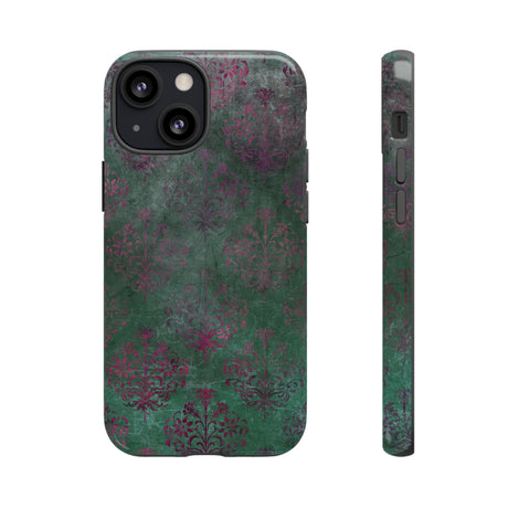 Green Damask Gothic Flower - Protective Phone Case