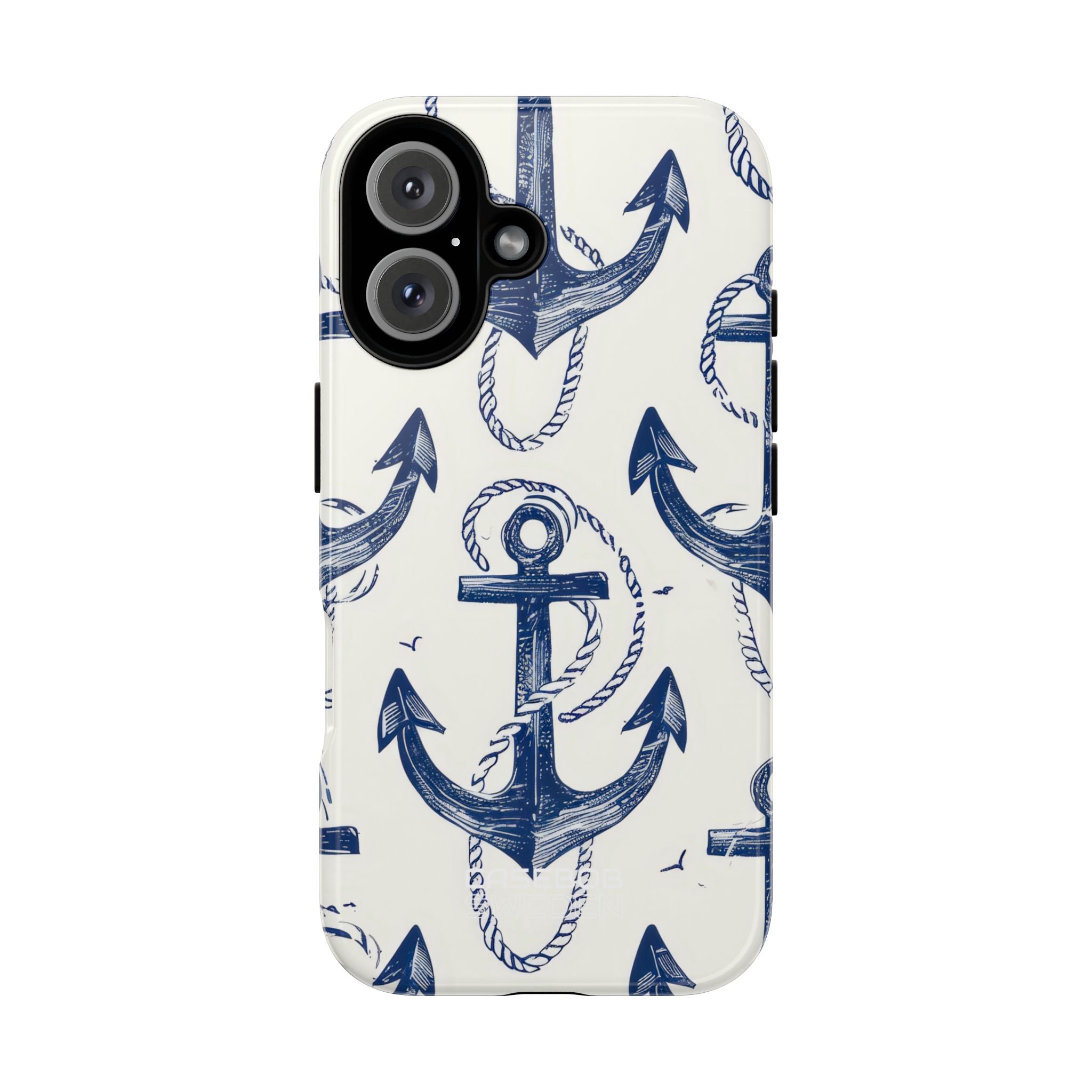 Navy Anchor Tapestry iPhone 16 - Tough