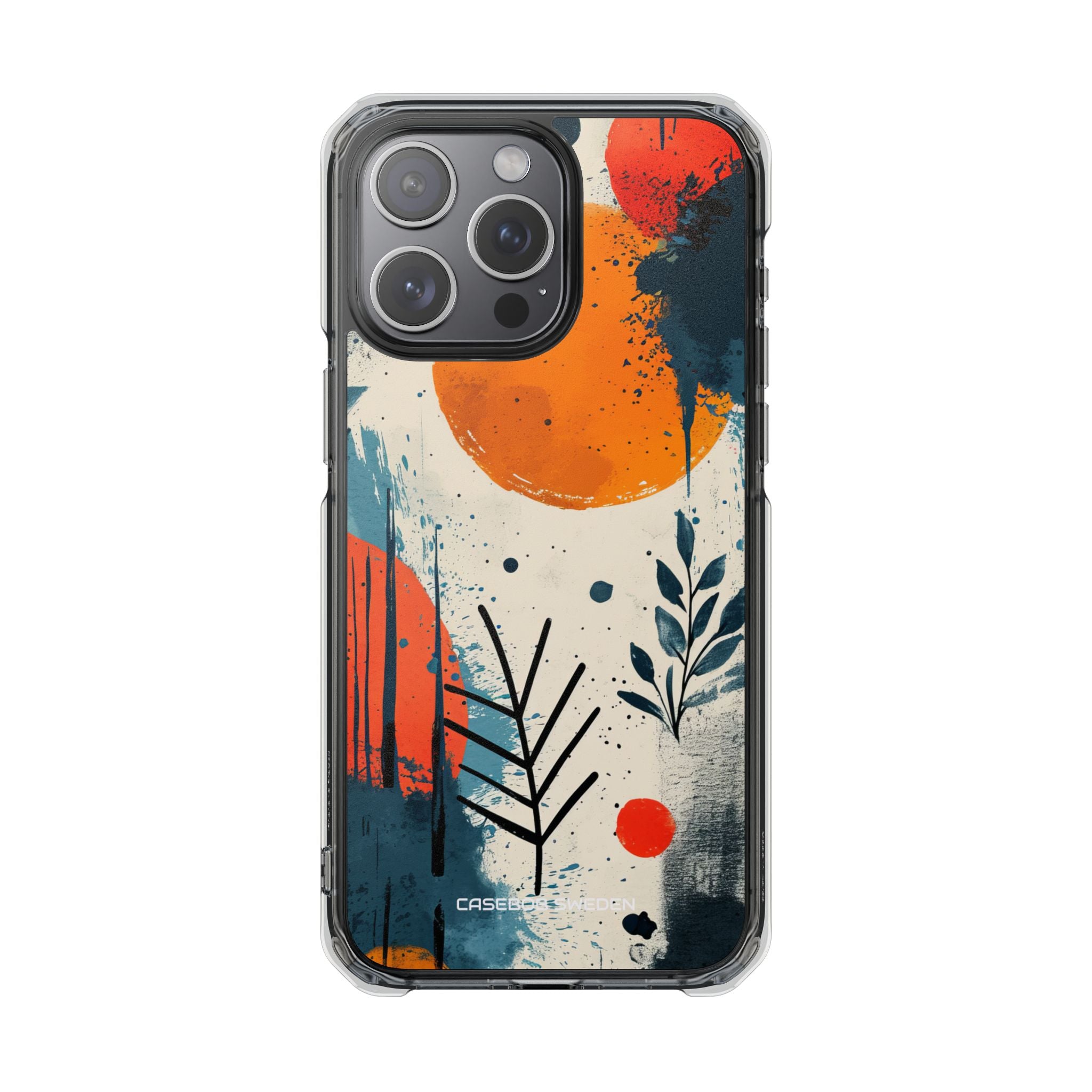 Orange Blue Splash - Clear Impact iPhone 15 Phone Case