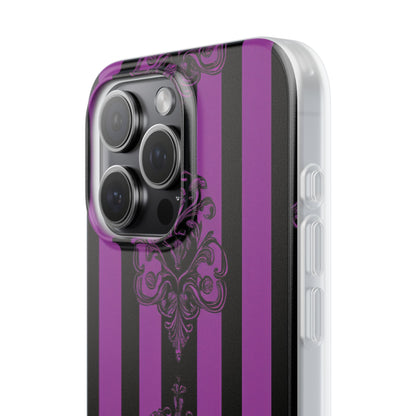 Gothic Elegance with Vertical Stripes and Ornamental Motifs iPhone 15 - Flexi Phone Case