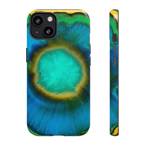 Neon Blue Ink Art iPhone Case (Protective) iPhone 13 Glossy Phone Case