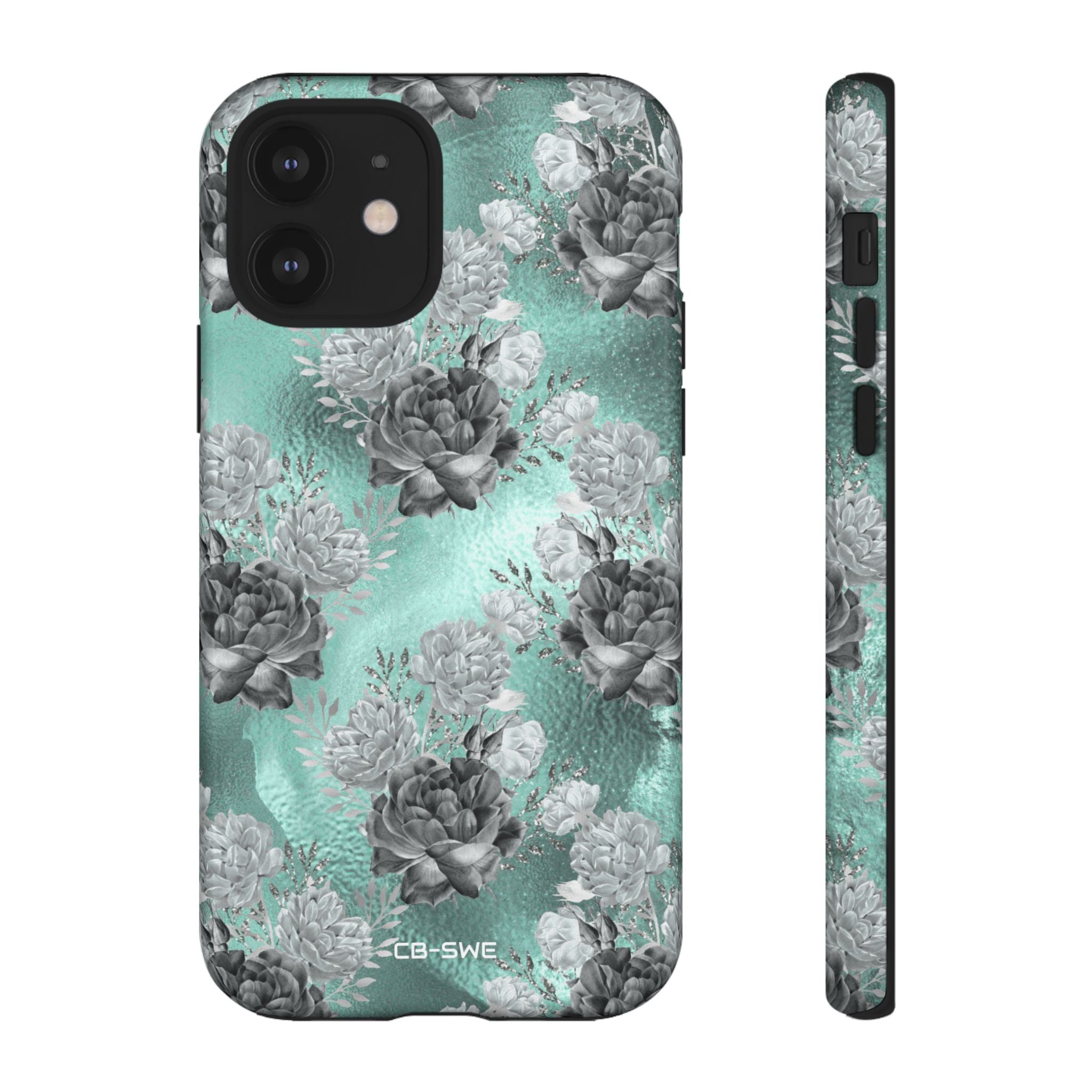 Teal Floral Elegance - iPhone Case