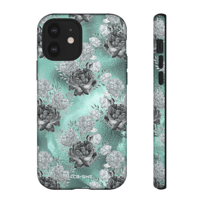 Teal Floral Elegance - iPhone Case